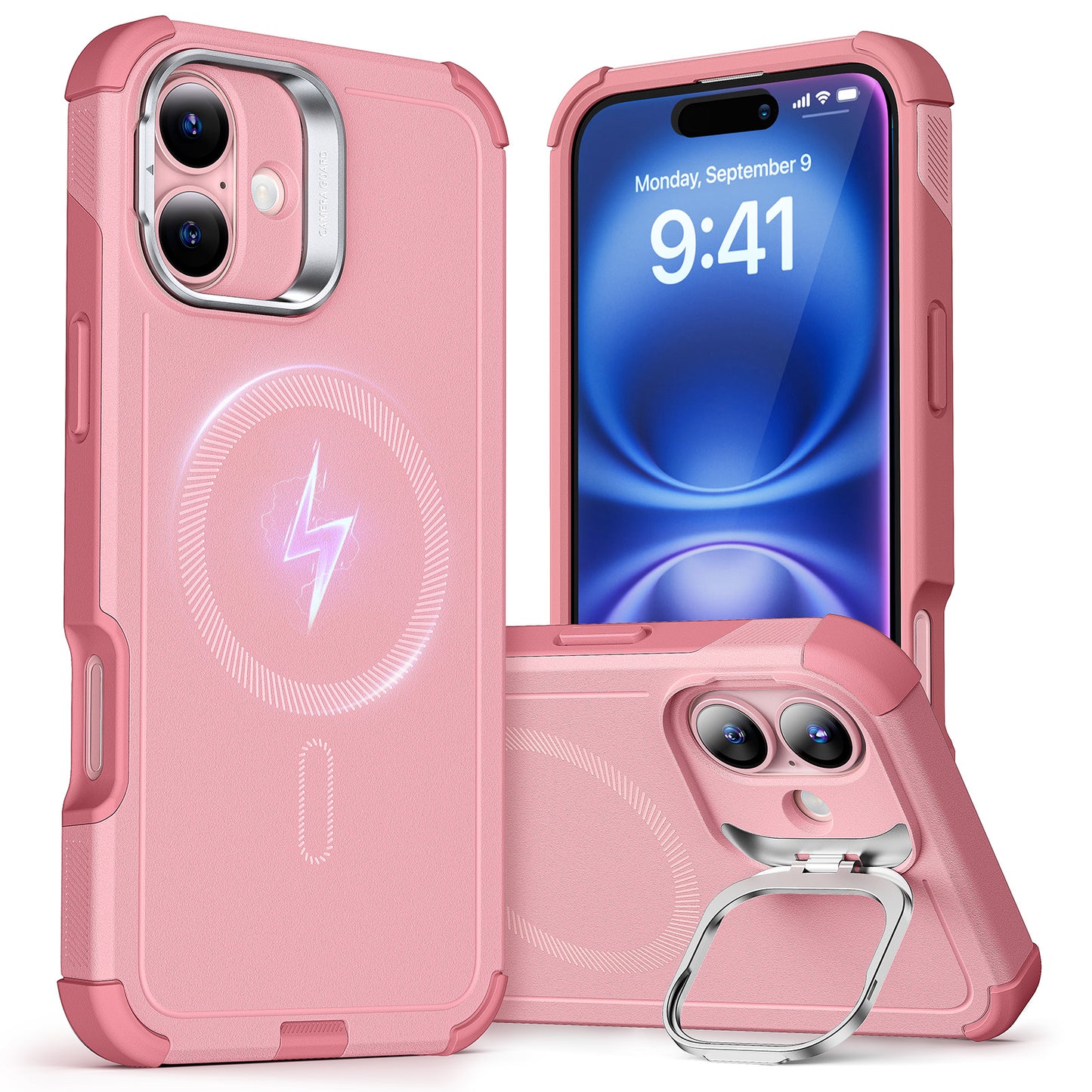 ESR Cyber Tough Case with Stash Stand (HaloLock) Case | iPhone 16 Plus