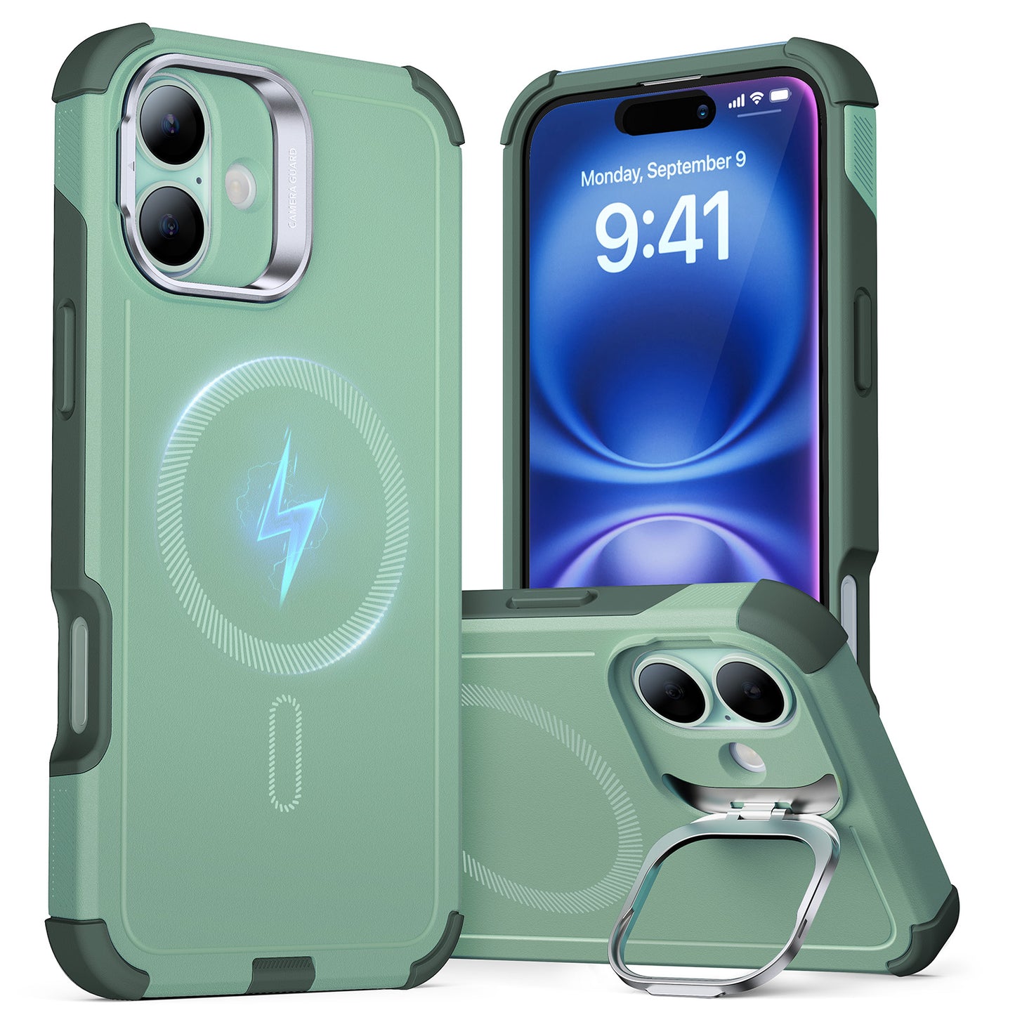 ESR Cyber Tough Case with Stash Stand (HaloLock) Case | iPhone 16