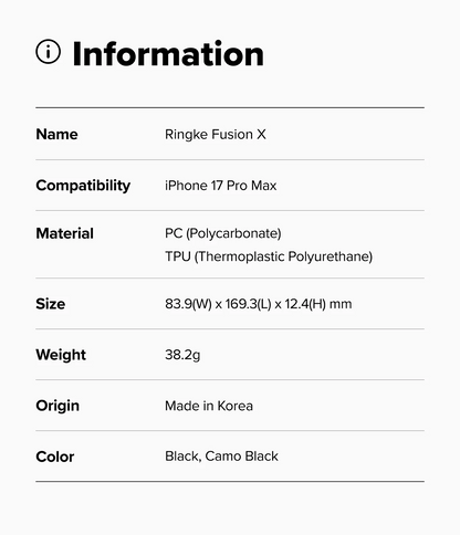 Ringke Fusion-X Case | iPhone 17 Pro Max
