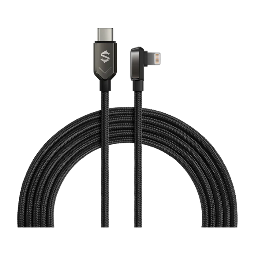 Black Shark Right-Angle Lightning to USB C Cable