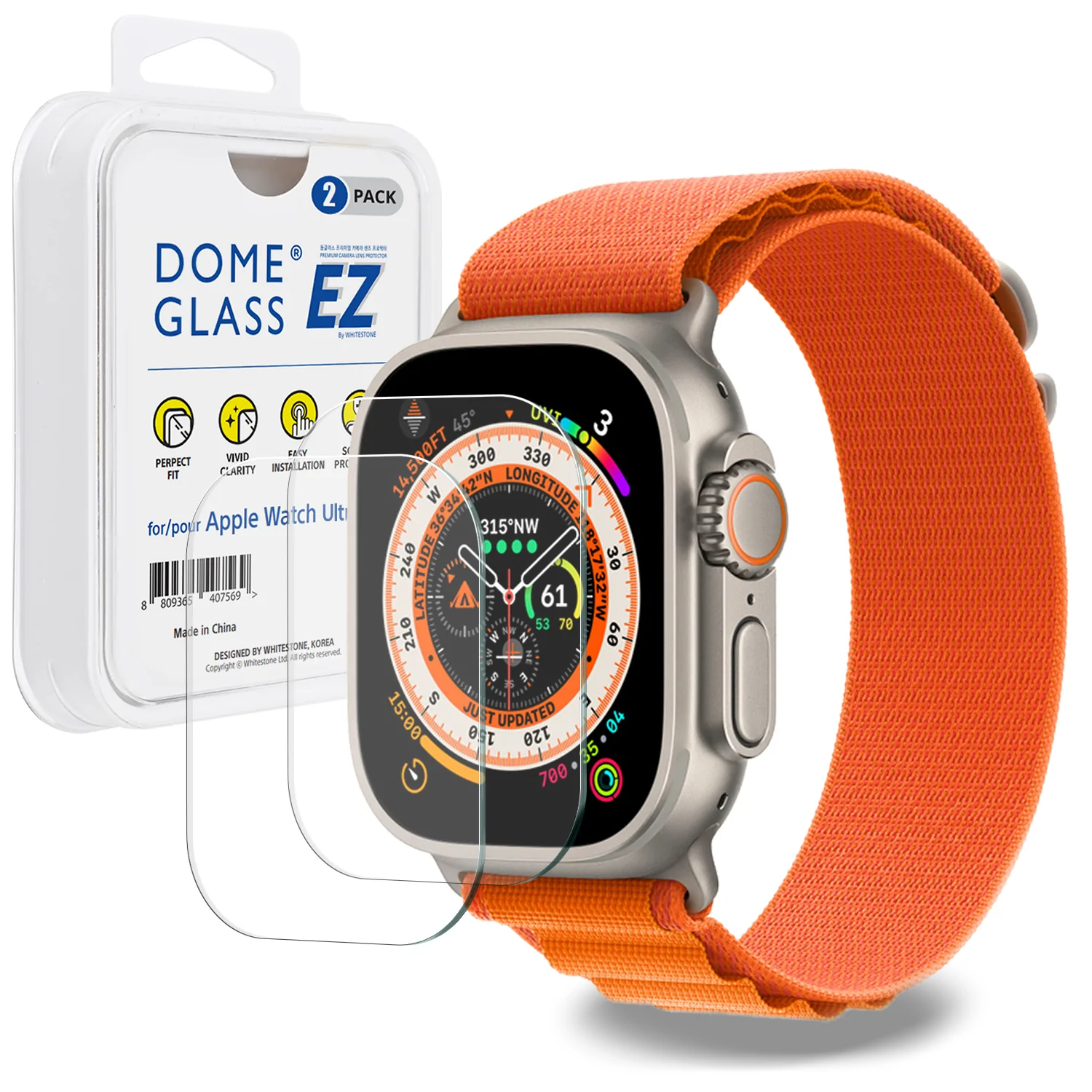 Whitestone EZ Glass (2pack) for Apple Watch Ultra