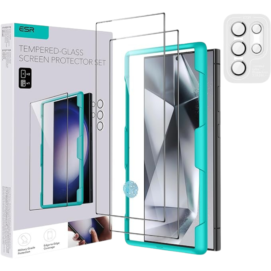 ESR Clear Tempered Glass Screen Protector (2+1 Pack) I Galaxy S24 Ultra