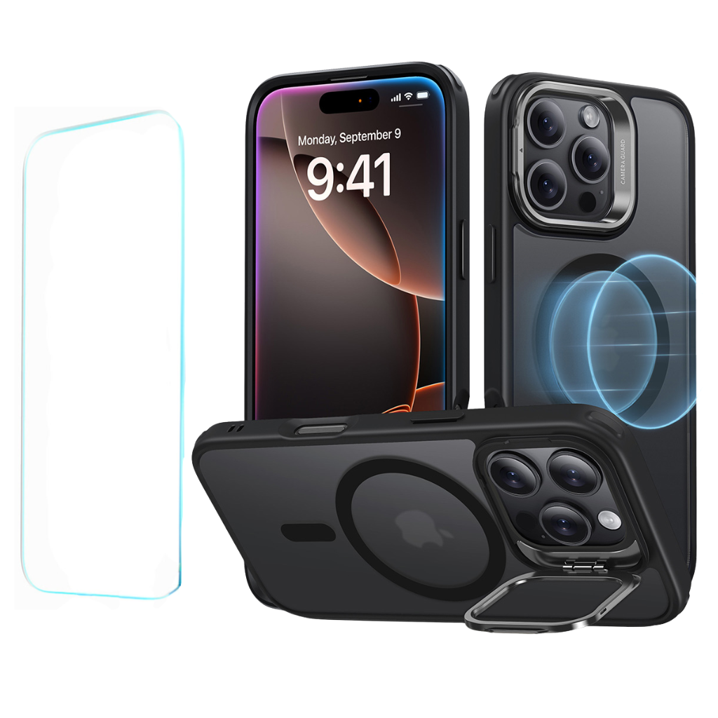 ESR Classic Hybrid Case with Stash Stand + Screen Protector Set (HaloLock) | iPhone 16 Pro Max